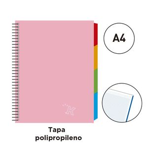 CUADERNO ESPIRAL SENFORT PP A4 120H 4 SEP ROSA PASTEL