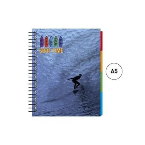 CUADERNO SENFORT A5 100H SEPARADORES SURF TIME