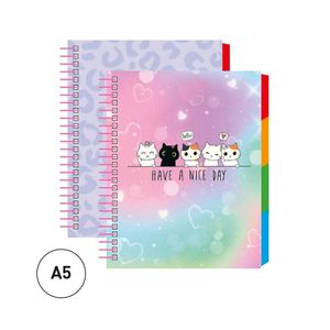 CUADERNO SENFORT A5 100H SEPARADORES MEOW GATO